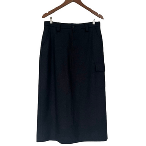 Wool Blend Charcoal Grey GAP Cargo Midi Skirt Minimalist Grunge Size 8